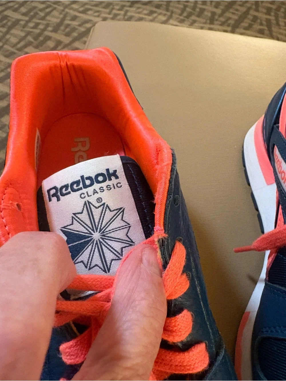 Reebok GL 6000 Women’s Low Top Lace Up Athletic Sneakers Navy/Orange Sz 7.5